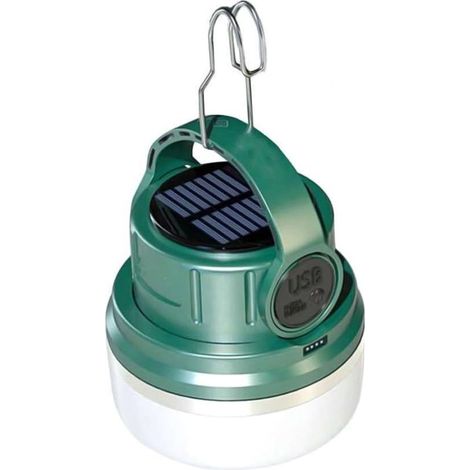 Lampe de camping solaire - Torche et lanterne LED 300 lm - 6 modes - Étanche IPX4 - Avec batterie externe - Lampe portable (1/5)