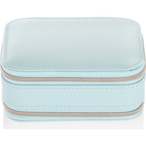 Coffret Cosmétique Boîte de Rangement Maquillage Emballage Organisateur Boucles D'Oreilles Multi-Fonctions Bague Conteneur Étui Portable en Cuir(bleu) (1/5)