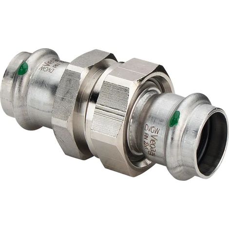 Viega Sanpress Inox-Racores, d 54mm latón niquelado, acero inoxidable Modelo 2360, 437442
