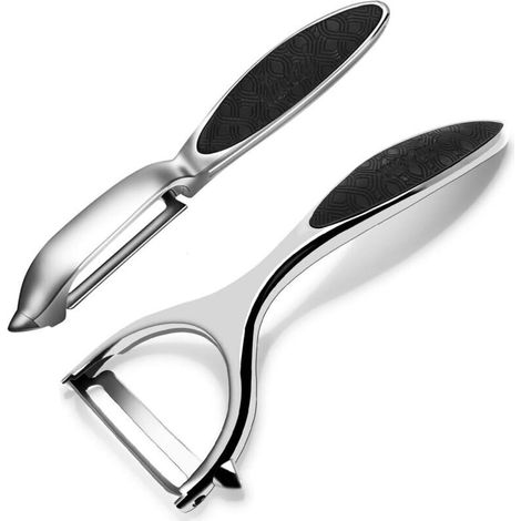 2 pièces éplucheur légumes, Acier inoxydable, Éplucheur à peaux souples à lame curvée et dentelée en acier inoxydable, Économe,Econome Legumes,econome (1/4)