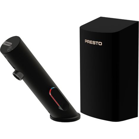Pack mitigeur infrarouge avec robinet d'arrêt + Sèche-main PRESTO Linea Noir mat
