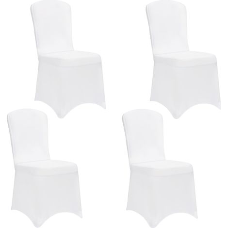 Housse de Chaise Blanche Tissu Stretch Opaque Infroissable Amovible Mariage fête réception 4pcs (1/5)