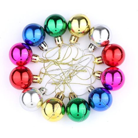 Mini Christmas tree baubles, 6 colors, 24 pieces, matte and glitter decorations, hanging Christmas decorations, 30mm (1/4)