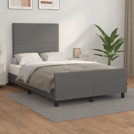 Bettgestell ohne Matratze Grau 120x190 cm Kunstleder (1/5)