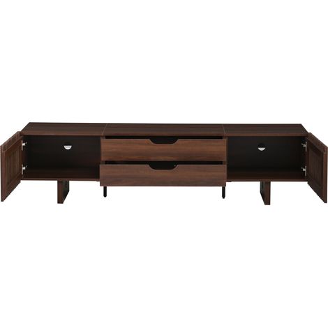 TV-Möbel aus MDF in dunkler Walnussoptik 180 x 40 x 45 cm, 2 Schubladen, für TVs bis 75 Zoll (1/5)