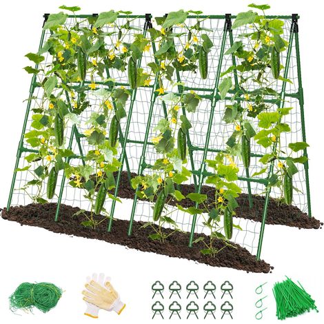 2 Pack Cucumber Stakes 66" x 47" Outdoor Garden Trellis for Climbing Plants, A-Structure, Removable Support for Vegetable Squares Suitable for Tomatoes, Squash, Vegetables (1/5)