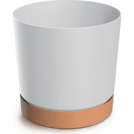 Vaso rotondo in plastica con base bianca, 29,2 cm, Tubo