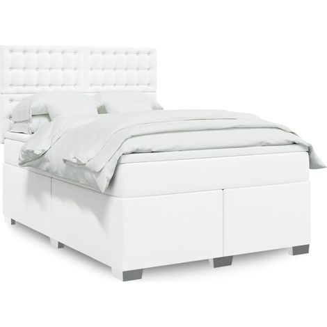 Boxspringbett mit Matratze Weiß 160x200 cm Kunstleder vidaXL (1/5)