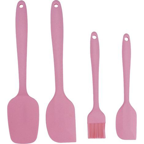 Spatule Silicone, Lot De 4 Spatules En Silicone, Marises De Cuisine Pâtisserie Résistante À La Chaleur, Pour La Cuisson Pour Mélanger Remuant Raclant, Rose (1/5)