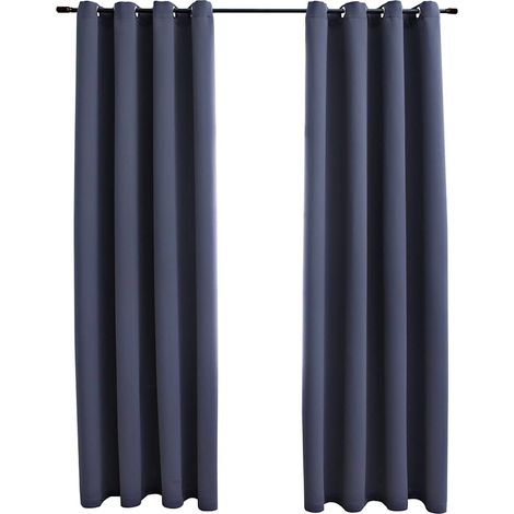 Rideaux occultants avec anneaux Métal 2pcs Anthracite 140x175cm