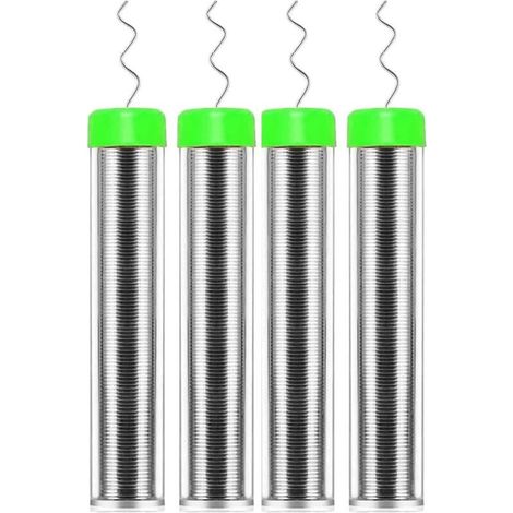 Confezione da 4 rocchetti di stagno da 0,8 mm, con anima in colofonia senza piombo, stagno e flussante per la riparazione di componenti elettrici e progetti fai da te.