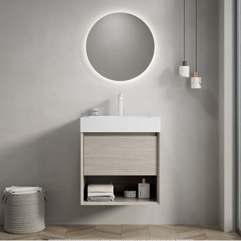 mobile contenitore bagno 55 cm lavabo in resina rovere OKMYHOME (1/5)