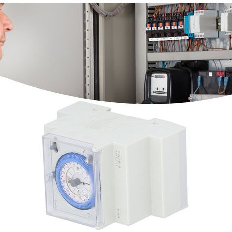 Interruttore temporizzatore meccanico 24 ore con alimentatore per guida DIN SUL 181d 110-230V (1/5)