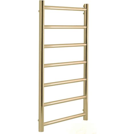 Manissa Selby Brushed Brass Heated Towel Rail 500mm W x 800mm H Central Heating Bathroom Towel Radiator (1/4)