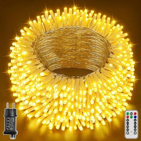Guirlande lumineuse d'extérieur 300 LED avec télécommande, minuteur, étanchéité IP44, 8 modes, pour l'intérieur et l'extérieur, pour Noël (1/5)