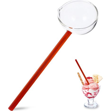1 louche de service en verre, transparente, 252 mm, avec bec verseur, pour sauce, glace et desserts (1/5)