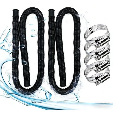 Tuyau de piscine diamètre 32 mm,149,9cm Tuyau Piscine avec 4 Pinces Métalliques,pour Pompe à Filtre Eau Arrosage Bassin Piscine Hors Sol,Tuyau de piscine pour Intex 530 GPH et 1000 GPH(Noir) (1/5)