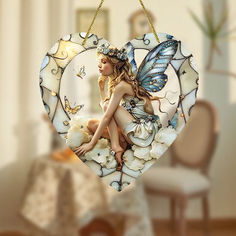 Pendentif En Acrylique Forme De Coeur - Décoration Fenêtre Et Porche - Idéal Pour Noël Et Intérieur - 20 Cm - Unité (1/5)
