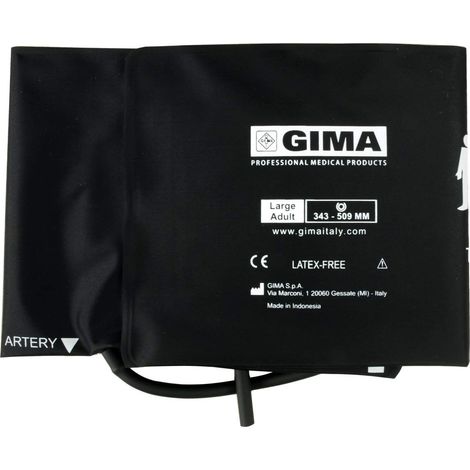 Gima - Bracciale per Sfigmomanometro, 1 Tubo, Misura Adulti Largo, in Nylon, Latex Free.