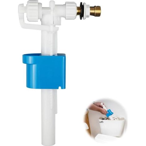 Vanne Flotteur Chasse D'eau WC pour Chasse D'eau G3/8" et G1/2", Mecanisme Robinet Chasse D'eau WC Réglable,Raccord D'alimentation Latéral,Quantité d'eau réglable (1/5)