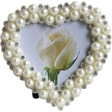 Cadre Photo - Métal Argenté avec Décoration Perles Blanches - Pour Table Intérieure - Formats 3 6 7 8 10 Pouces - Lot Unique (1/5)