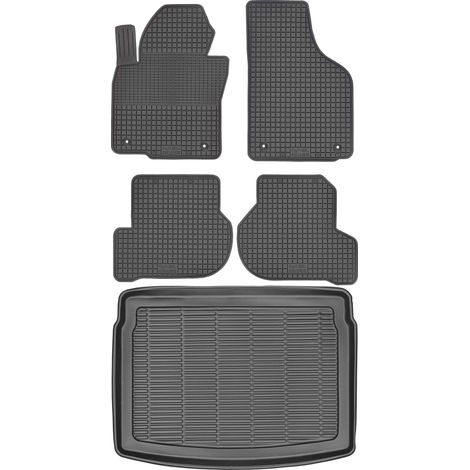 Ensemble de tapis de sol en caoutchouc pour Volkswagen Golf V Hatchback (2003-2008) + tapis de coffre