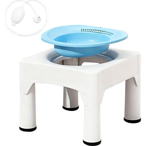 Sitting Bath, Portable Seat Bath with Integrated Stool, Squat-Free Seat Bath Stool, Removable Seat Bath with Flushing Function, Suitable for the Treatment of Hemorrhoids, Postnatal Care and Elderly Pe