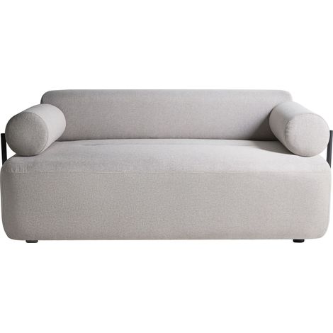 2 Seater Sofa Light Grey Fabric Soft Black Elements Modern Style Living Room ELVA (1/5)