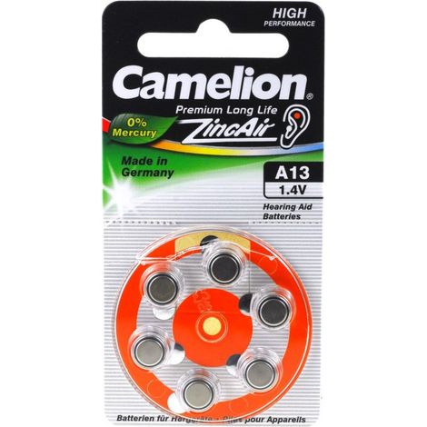 Camelion  A13/DA13/ZL13  Celdas de aire de zinc  6 unidades