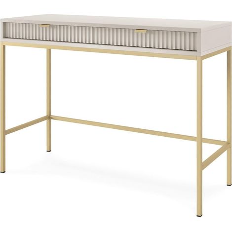 Toeletta: 2 cassetti, Cashmere, oro, 104 x 78 x 50 cm, maniglie dorate (1/5)