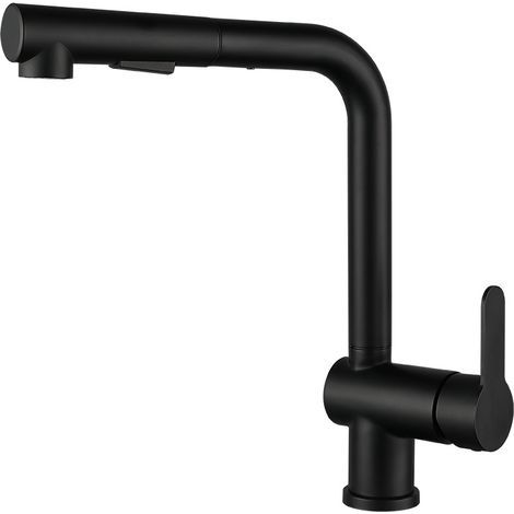 Black Kitchen Mixer Tap with Pull-Out Spray Head, Single Lever, 360° Swivel, 2 Spray Modes (1/5)