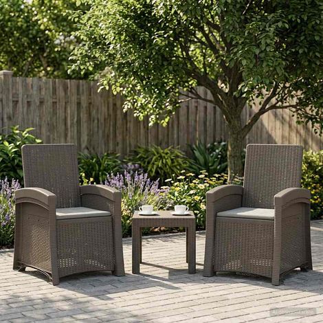 Teenpull – Liegesessel Garten Rattan-Optik 2 pcs Hellgrau PP (1/5)