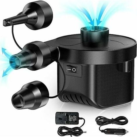 Gonfleur Électrique, Pompe Gonflage Gonfleur Degonfleur avec 3 Buses pour Matelas Gonfleur, Piscine Gonflable, Coussin Gonflable,Pompe Électrique avec Adaptateur Voiture Maison (1/5)