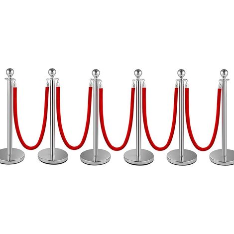 Crowd Control Stanchion, Lot de 1,5 m de corde en velours rouge, séparateur de corde Stanchion, en acier inoxydable, avec base en plastique remplissable, aéroport (6) (1/5)