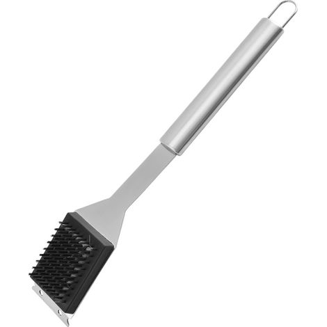 Brosse et grattoir pour barbecue en acier inoxydable, 42 cm, outil pour barbecue avec brosse en acier pour enlever la graisse et les saletés (1/5)