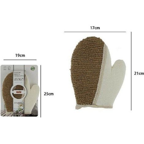 TRADE SHOP - Guanto Crine Spugna Doccia Bagno Esfoliante Pelle Corpo 17 X 21 Cm Marrone 69573 -