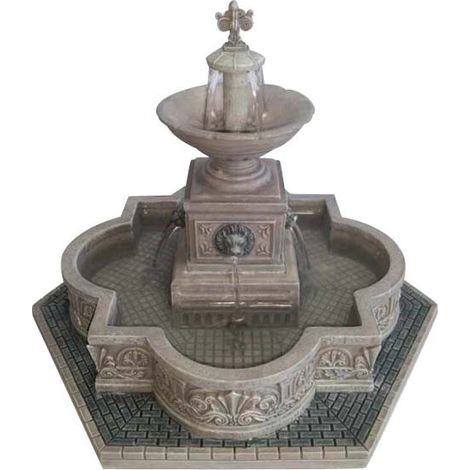 Lemax – Fontaine de jardin modulaire 22,5x19,5x18 cm – Effet d’eau réaliste en résine – Décoration de village de Noël personnalisable