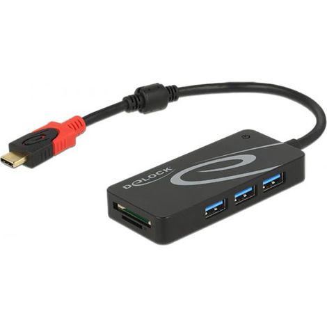 DeLOCK HUB USB 3.0 USB Type-C  3 Port extern USB 3.2 Gen 1 [3.1 Gen 1] Type-C Nero (Delock - hub - 3 porte) (1/3)