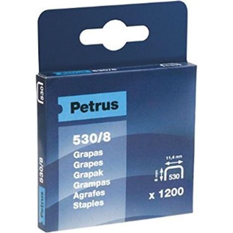 FPLUS grapas  4mm.x1200uds.caja 530/4 , Grapas para grapadoras de tapicero de tipo petrus530/4 mm.