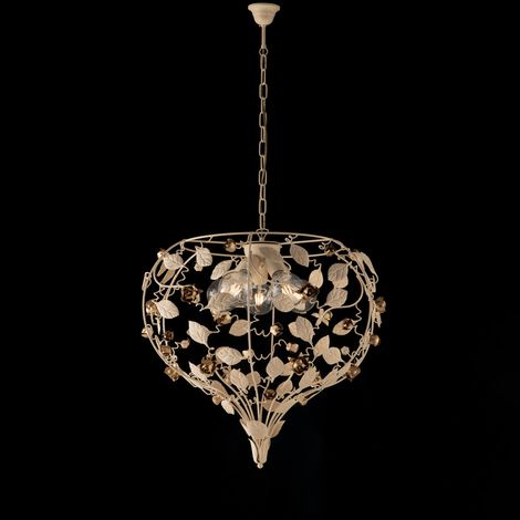 Lampadario Shabby Chic Bella Metallo Avorio Oro 5 Luci E27 (1/2)