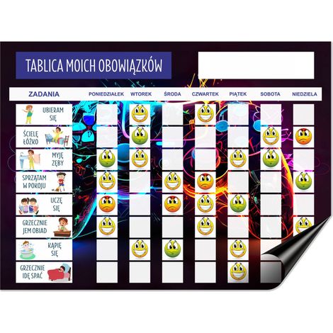 Lavagna motivazionale per bambini, planner magnetico da frigorifero + faccine sorridenti (1/5)