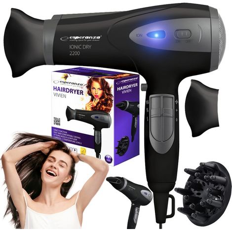 ASCIUGACAPELLI CON POTENTE DIFFUSORE A IONI 2200W