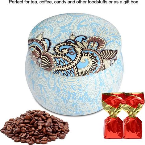 Boîte de rangement en fer-blanc, boîte métallique pour la maison et la cuisine, idéale pour le thé, le café, les bonbons, les bijoux et les cadeaux (B) (1/5)