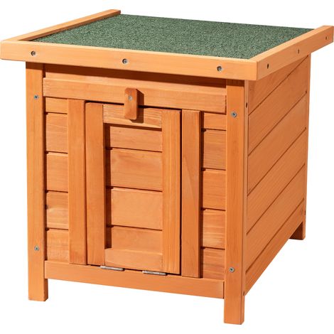 Wiltec Cabane pour Chat 420x515x430 mm en Bois d’Épicéa, Abri pour Petits Animaux avec Toit Ouvrable et Revêtement Bitumé, Niche Extérieure pour Jardin / Balcon