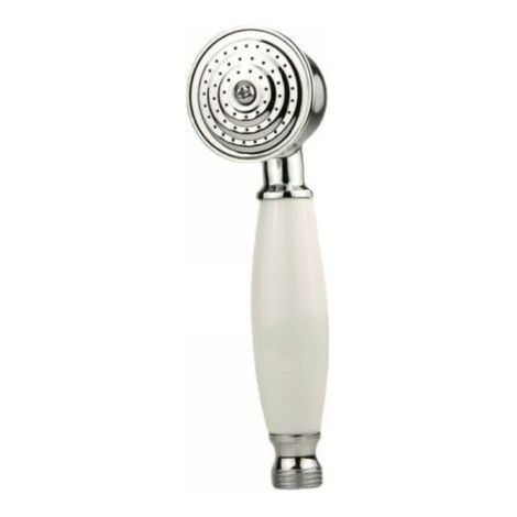 Pommeau de douche de salle de bain complet pommeau de douche anti-calcaire avec poignée en céramique blanche pommeau de douche argenté