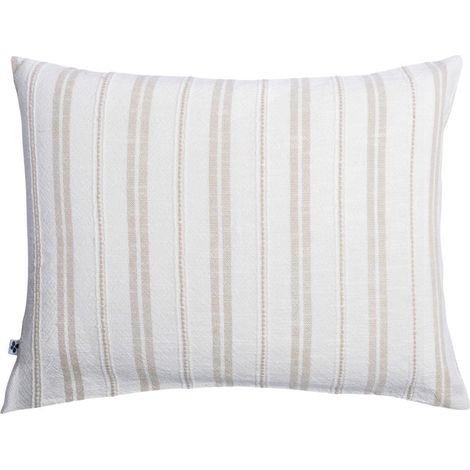 Taie d'oreiller 50x70cm coton tissage texturé coloris blanc rayé beige - TITOUAN