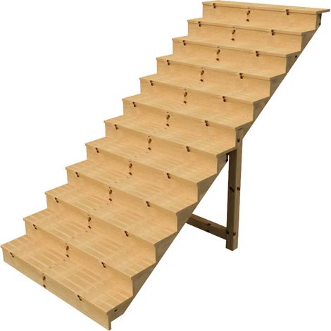 Außentreppe Holz Höhe 207cm 12 Stufen, Breite 140cm, MIT Setzstufen