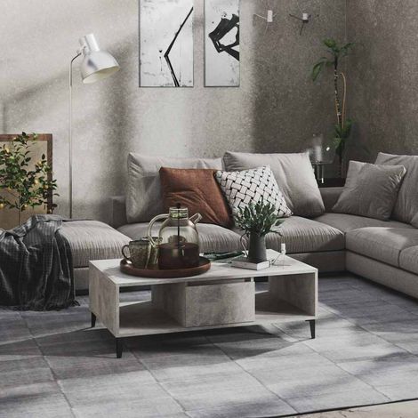 vidaXL Mesa centro madera contrachapada gris hormigón 103,5x60x35 cm (1/4)