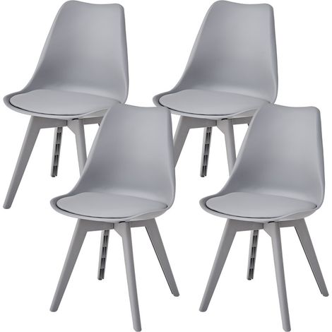 Wokaka - Set di 4 sedie da pranzo - design minimalista - Sedie grigie, ergonomiche - sale da pranzo, soggiorni e sale conferenze