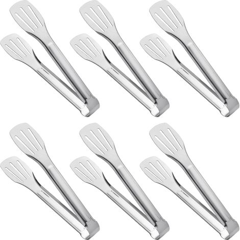 Pinces de service, pinces de cuisine, pinces de buffet, pinces alimentaires en acier inoxydable, lot de 6 petites pinces (24 cm) (1/5)